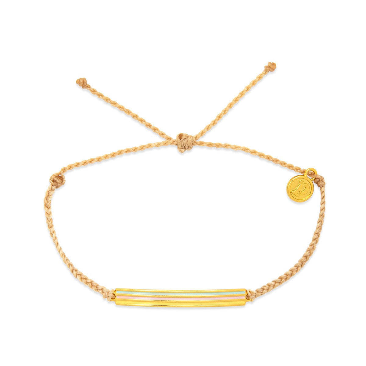 Pura Vida Enamel Stripe Bar Gold Charm Bracelet